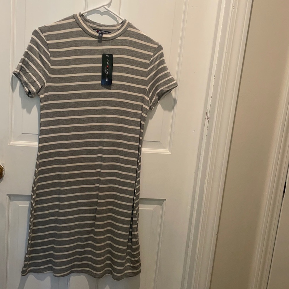 Gray/cream striped dress never worn.